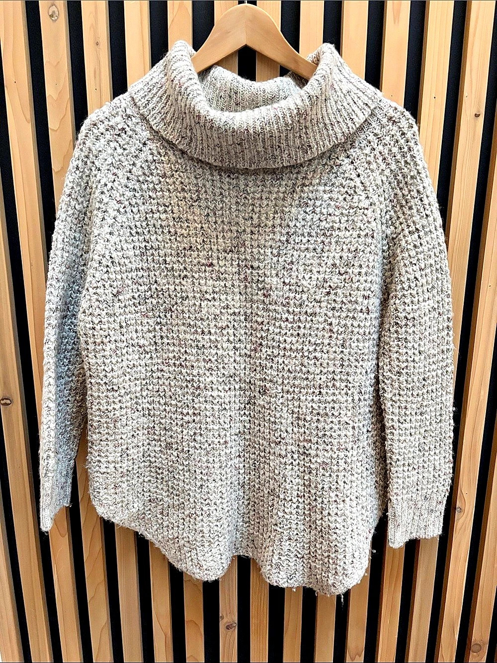 Free People Dylan Turtleneck Pullover Gray & White Sweater